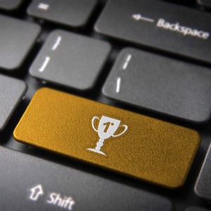 Gold Trophy keyboard key, Entertainment background