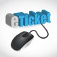the word e-ticket connected to a computer mouse illustration des