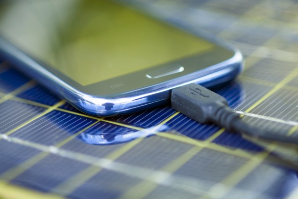Charging mobile phone with solar charger