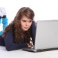 Confused teenager girl in danger on internet