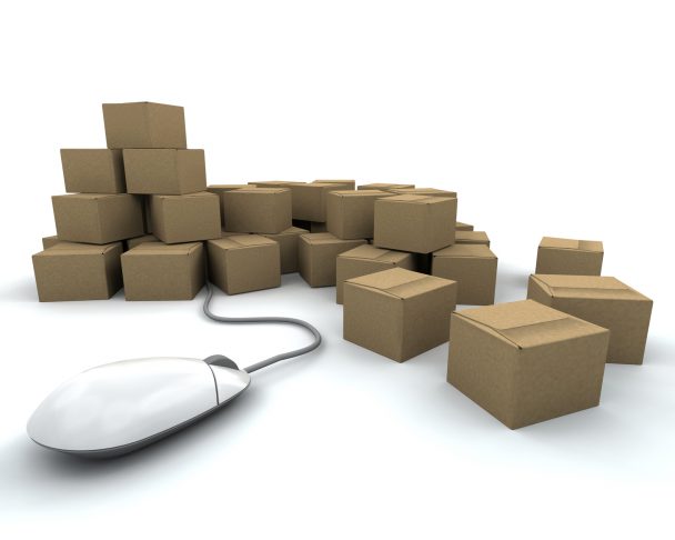 3D render of a stack of boxes with mouse
