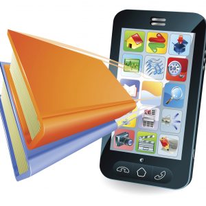 Smartphone book conceptual illustration
