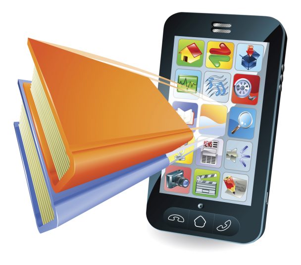 Smartphone book conceptual illustration