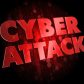 Cyber Attack - Red Color Text on Dark Digital Background.